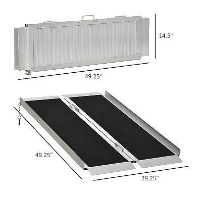 Aluminum And Pvc Lightweight Mobility Ramp With Single-fold Function & Handle 4ft. long