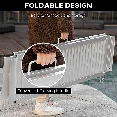 Aluminum And Pvc Lightweight Mobility Ramp With Single-fold Function & Handle 4ft. long