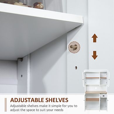 71" Modern Freestanding Kitchen Pantry Cabinet With Adjustable Shelves & Drawer