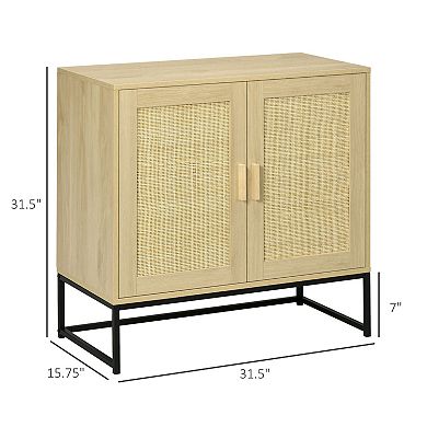 Homcom Accent Cabinet Buffet Cabinet With Rattan Doors Adjustable Shelf