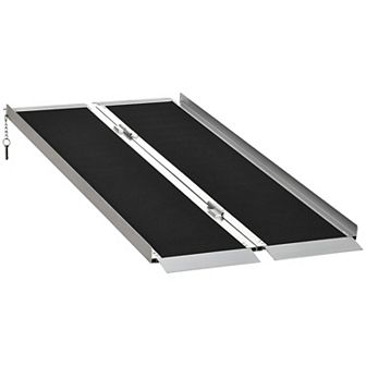 Aluminum And Pvc Lightweight Mobility Ramp With Single-fold Function & Handle 5ft. long