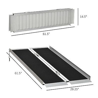 Aluminum And Pvc Lightweight Mobility Ramp With Single-fold Function & Handle 5ft. long