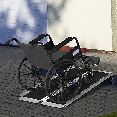 Aluminum And Pvc Lightweight Mobility Ramp With Single-fold Function & Handle 5ft. long