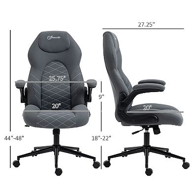 Vinsetto High Back Home Office Chair W/ Flip Up Armrest Swivel Wheels Dark Gray