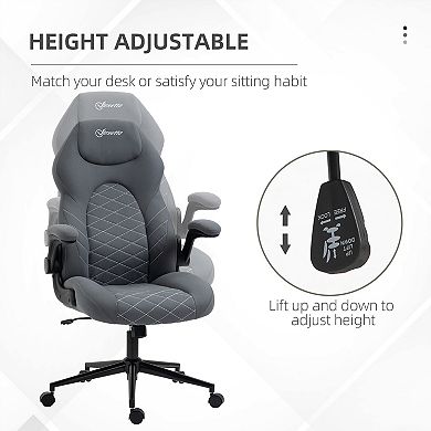 Vinsetto High Back Home Office Chair W/ Flip Up Armrest Swivel Wheels Dark Gray