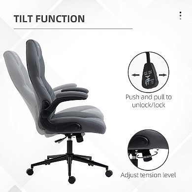 Vinsetto High Back Home Office Chair W/ Flip Up Armrest Swivel Wheels Dark Gray