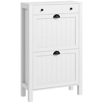 Homcom Shoe Storage Cabinet With 2 Flip Drawers For 8 Pairs Of Shoes