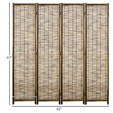 Homcom 4 Panel Room Divider 5.5 Ft Tall Portable Folding Privacy Screens Brown