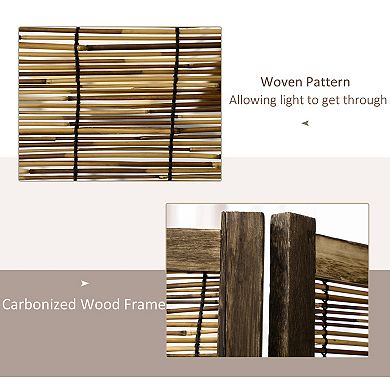 Homcom 4 Panel Room Divider 5.5 Ft Tall Portable Folding Privacy Screens Brown