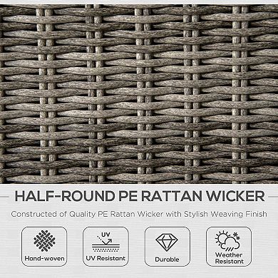 Outsunny 4PC Outdoor Wicker Furniture Set, PE Rattan Sofa, 2 Chairs, Table