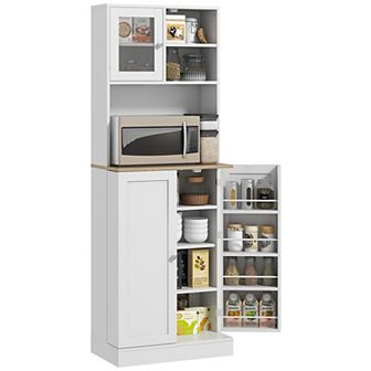 Homcom 66.5" Kitchen Pantry Storage Cabinet With Microwave Stand