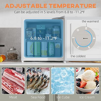 HOMCOM 1.1Cu.Ft Mini Freezer with Reversible Door for Home Office
