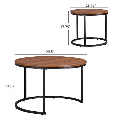 Round Nesting Coffee Table Set Of 2 Stacking Accent Tables