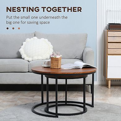 Round Nesting Coffee Table Set Of 2 Stacking Accent Tables