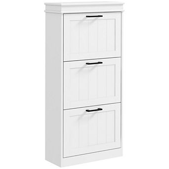 Homcom Modern Shoe Cabinet With 3 Flip Drawers For 15 Pairs Of Shoes Black