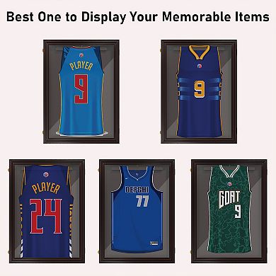 35” X 26” Uv-resistant Sports Jersey Frame Display Case - Cherry Brown