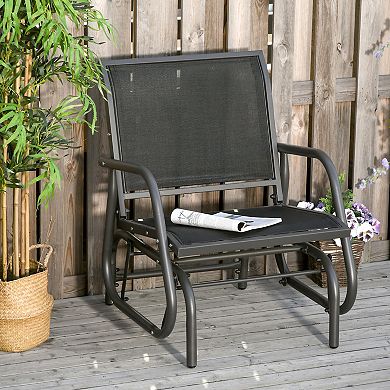 Outsunny Outdoor Glider With Breathable Mesh Fabric Curved Armrests
