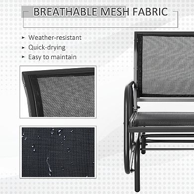 Outsunny Outdoor Glider With Breathable Mesh Fabric Curved Armrests