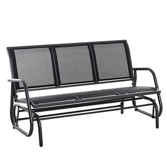 3-seat Metal Glider Bench Chair Patio Rocker Heavy-duty Outdoor Garden Patio