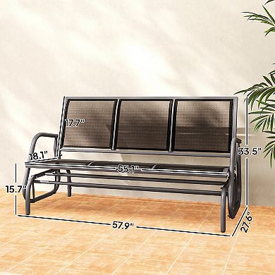 Outsunny Outdoor Glider Bench for 3 with Breathable Mesh Fabric,