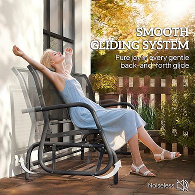 Outsunny Outdoor Glider Bench for 3 with Breathable Mesh Fabric,