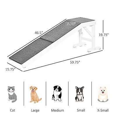 Pet Bed Ramp W/ Non-slip Carpet & Top Platform Older Dogs, 77lb. Weight Limit