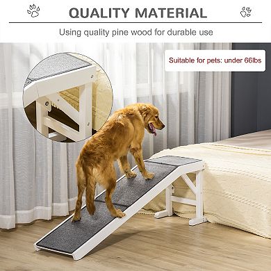 Pet Bed Ramp W/ Non-slip Carpet & Top Platform Older Dogs, 77lb. Weight Limit