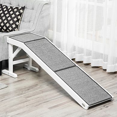 Pet Bed Ramp W/ Non-slip Carpet & Top Platform Older Dogs, 77lb. Weight Limit