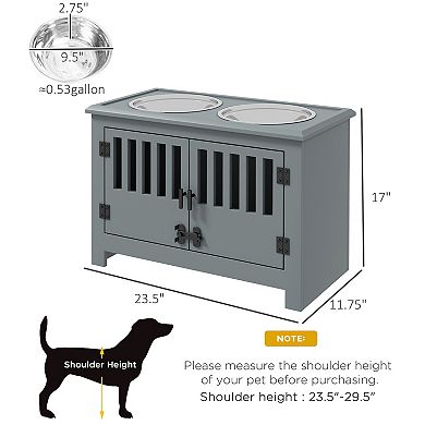 Pawhut Dog Food Storage Cabinet With Bowls & Dog Feeding Station