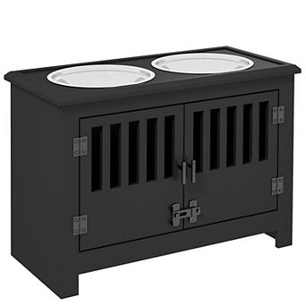 PawHut Dog Food Storage Cabinet with Bowls & Dog Feeding Station