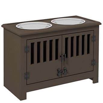 PawHut Dog Food Storage Cabinet with Bowls & Dog Feeding Station