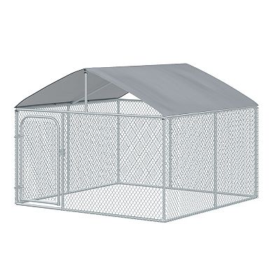 Large Outdoor Dog Kennel Galvanized Steel Fence With Roof