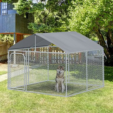 Large Outdoor Dog Kennel Galvanized Steel Fence With Roof
