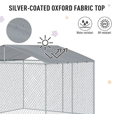 Large Outdoor Dog Kennel Galvanized Steel Fence With Roof