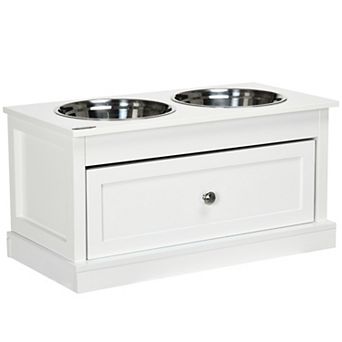 PawHut Large Elevated Dog Bowls with Storage, Raised Dog Bowl Stand