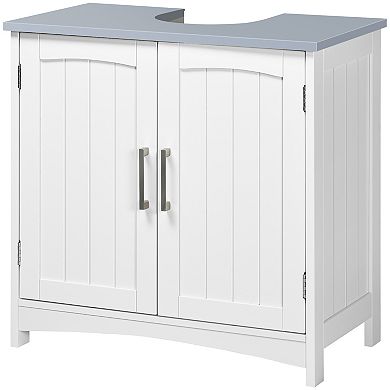 Pedestal Under Sink Cabinet W/ Doors, Bathroom Storage Vanity Unit, White