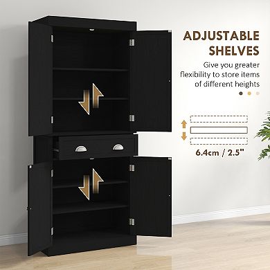 Homcom 72" Kitchen Pantry Cabinet With Drawer, 2 Cupboards