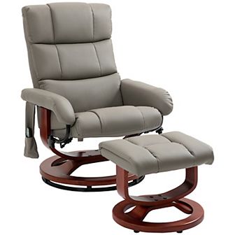 HOMCOM Electric Faux Leather Recliner with Ottoman,10 Vibration Points