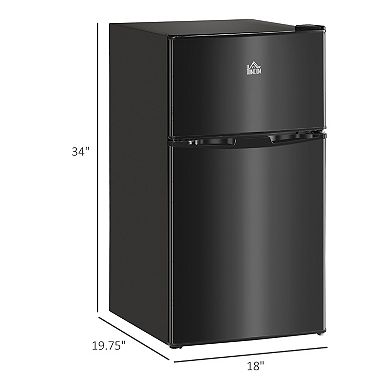 3.2 Cu.ft Double Door Mini Fridge W/ Freezer, Adjustable Shelf For Dorm
