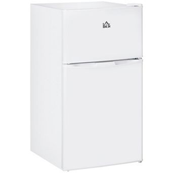 3.2 Cu.ft Double Door Mini Fridge W/ Freezer, Adjustable Shelf For Dorm