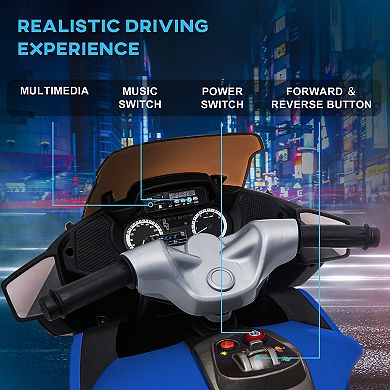 Aosom Roaring Engine Design Electric Motorcycle for Kids, W/ Light Music