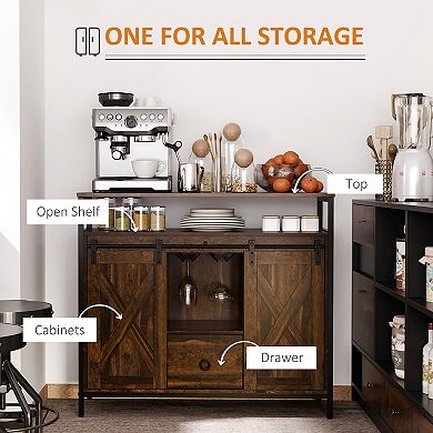 HOMCOM Sideboard, Buffet Cabinet with Storage Drawer, Stemware