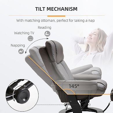 Massage Sofa Recliner Chair W/ Footrest 10 Vibration Points Faux Leather, Brown