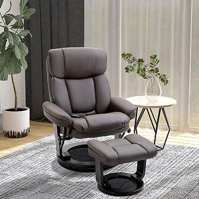 Massage Sofa Recliner Chair W/ Footrest 10 Vibration Points Faux Leather, Brown