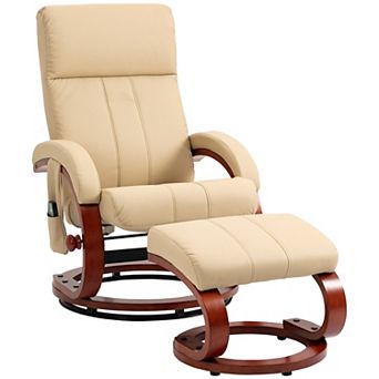HOMCOM PU Leather Vibration Recliner Chair with Ottoman and Remote