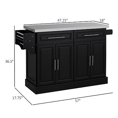 Rolling Stainless Steel Counter Kitchen Cart Storage Cabinet W/ Drawers & Rack