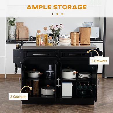 Rolling Stainless Steel Counter Kitchen Cart Storage Cabinet W/ Drawers & Rack