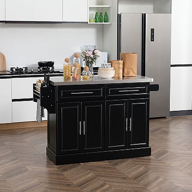 Rolling Stainless Steel Counter Kitchen Cart Storage Cabinet W/ Drawers & Rack