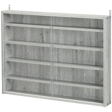HOMCOM 5-Tier Display Cabinet, Glass Display Case with 2 Doors and Adjustable Shelves, Wall-Mounted