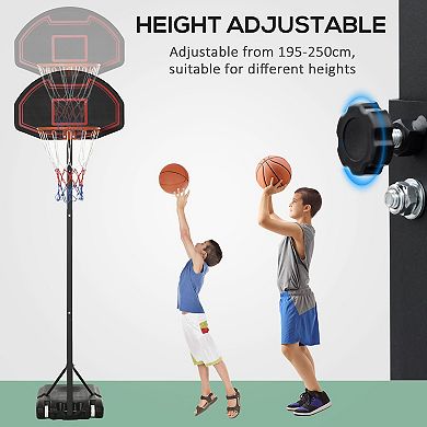 Portable Basketball Hoop Stand Height-adjustable Basketball System With Wheels